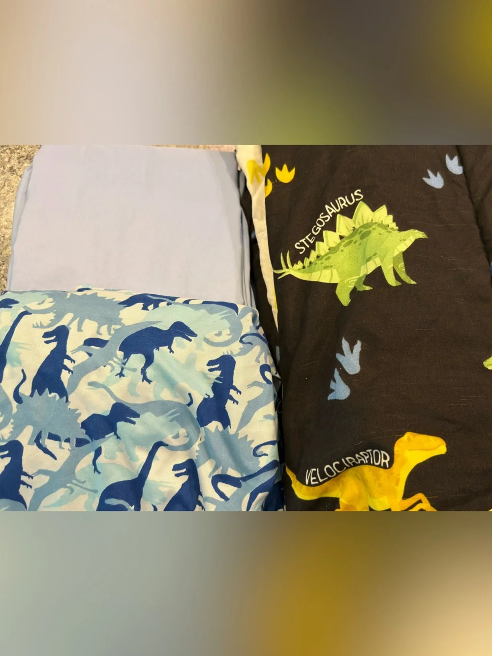 Dinosaur Kids Twin Bedding Set - Black with Blue, Green & Yellow Dinosaurs